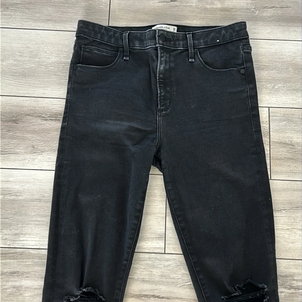 Abercrombie the super skinny ankle high rise jeans size 28 black long